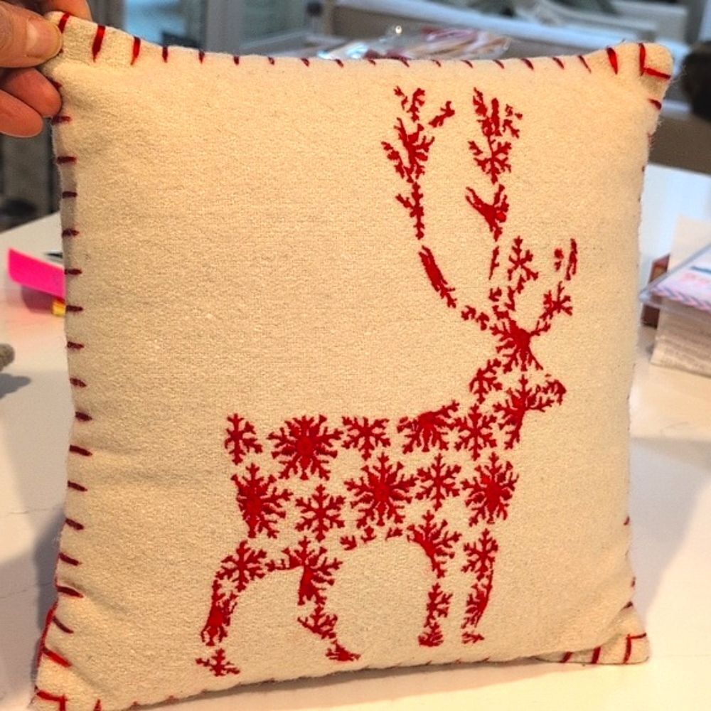 Embroidered Reindeer Square Throw Pillow Pier 1 Decorative Accent Pillow